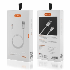 VIDVIE CB443-2 USB/Micro 2.4A Cable, 2m White