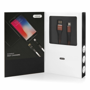 VIDVIE CB439 USB/Micro 2.4A Cable, 1m Brown