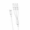 Cable VIDVIE CB4003 USB/iPhone + Micro + Type-C 3in1 2.4A 1.2m white