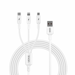 Cable VIDVIE CB4003 USB/iPhone + Micro + Type-C 3in1 2.4A 1.2m white