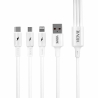 Cable VIDVIE CB4003 USB/iPhone + Micro + Type-C 3in1 2.4A 1.2m white