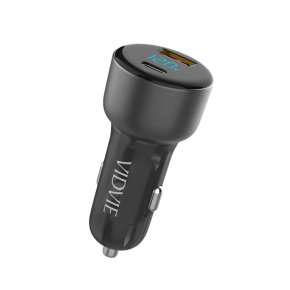 VIDVIE CC521C Kfz-Ladegerät 1xUSB + 1xType C USB 27W + Type-C 45 W grau