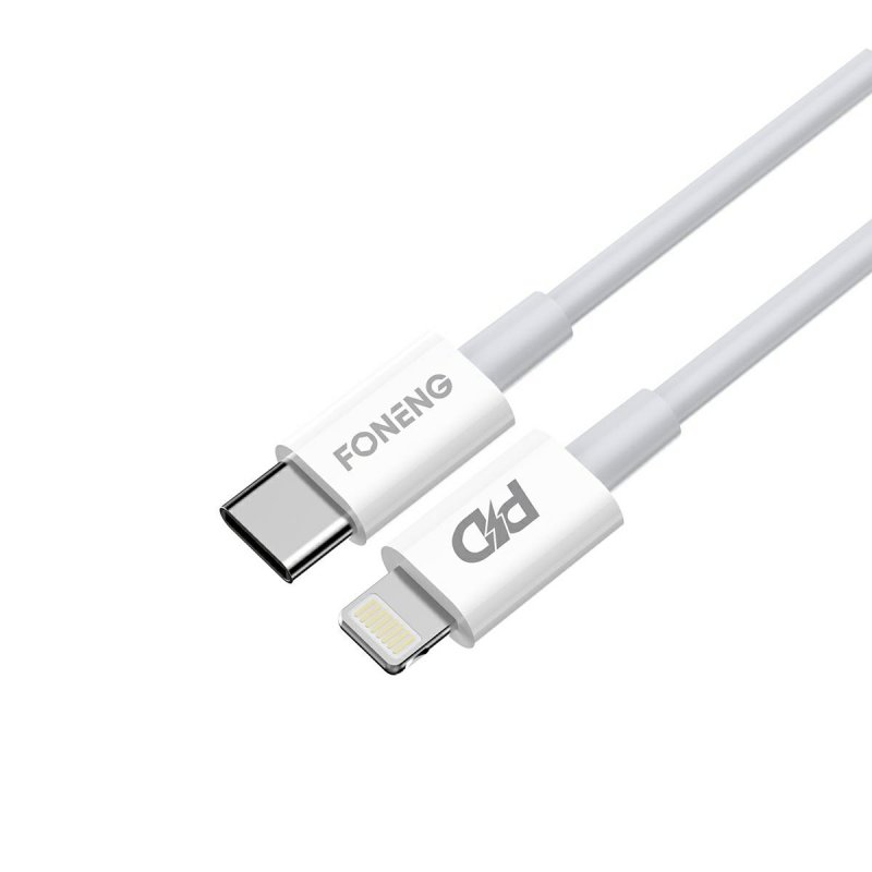 Câble USB-C vers Lightning Foneng X31, 3A, 2m - Blanc 