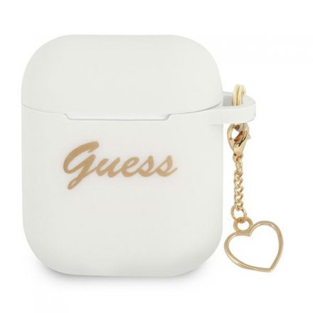 Guess  GUA2LSCHSH AirPods cover biały/white Silicone Charm Heart Collection