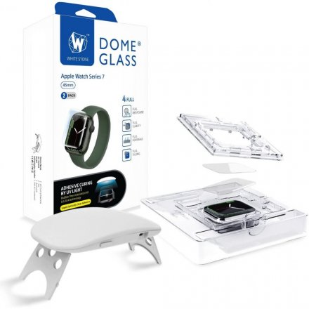 SZKO HARTOWANE WHITESTONE DOME GLASS 2-PACK & BEZEL APPLE WATCH 7 / 8 (45 MM) CLEAR