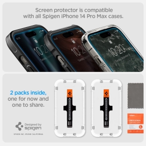 SZKO HARTOWANE SPIGEN GLAS.TR EZ FIT 2-PACK IPHONE 14 PRO MAX CLEAR