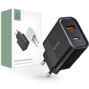 TECH-PROTECT C30W 2-PORT NETWORK CHARGER PD 30W / QC3.0 BLACK