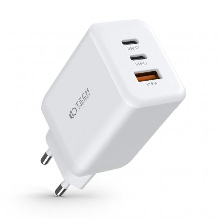 TECH-PROTECT C65W 3-PORT NETWORK CHARGER PD65W/QC3.0 WHITE