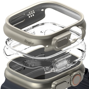 RINGKE SLIM 2-PACK APPLE WATCH ULTRA 1 / 2 / 3 (49 MM) CLEAR & TITANIUM GREY