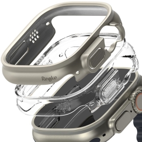 RINGKE SLIM 2-PACK APPLE WATCH ULTRA 1 / 2 / 3 (49 MM) CLEAR & TITANIUM GREY