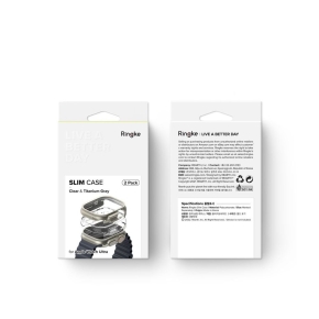 RINGKE SLIM 2-PACK APPLE WATCH ULTRA (49 MM) CLEAR & TITANIUM GREY