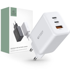TECH-PROTECT C65W 3-PORT NETWORK CHARGER PD 65W / QC3.0 WHITE
