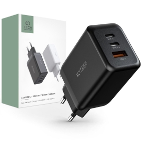 TECH-PROTECT C65W 3-PORT NETWORK CHARGER PD 65W / QC3.0 BLACK