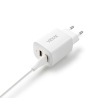 Travel charger VIDVIE PLE250C 2.4A 2xUSB+ cable USB/Type-C white