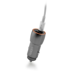 Car charger VIDVIE CC525C 2xType-C PD 20W + Type-C/Type-C cable gray