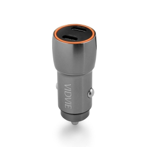 VIDVIE CC525C 2x Type C Auto-Ladegerät + Type C /Type C Kabel 2x Type-C PD 20W (40 W max) grau