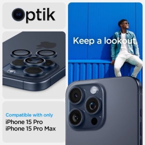 OSONA APARATU SPIGEN OPTIK.TR EZ FIT CAMERA PROTECTOR 2-PACK IPHONE 14 PRO / PRO MAX / 15 PRO / PRO MAX BLUE TITANIUM