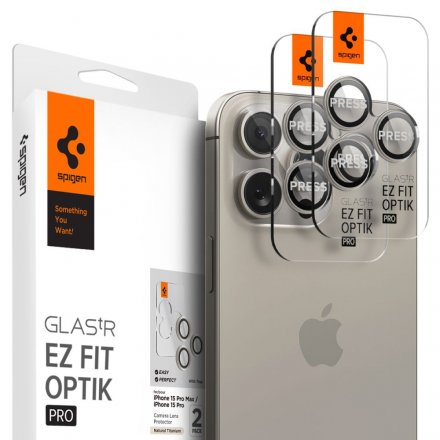 OSONA APARATU SPIGEN OPTIK.TR EZ FIT CAMERA PROTECTOR 2-PACK IPHONE 14 PRO / PRO MAX / 15 PRO / PRO MAX NATURAL TITANIUM