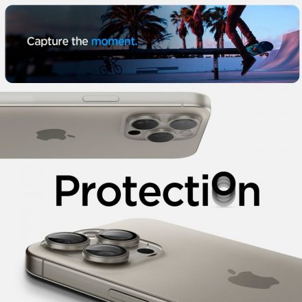 OSONA APARATU SPIGEN OPTIK.TR EZ FIT CAMERA PROTECTOR 2-PACK IPHONE 14 PRO / PRO MAX / 15 PRO / PRO MAX NATURAL TITANIUM