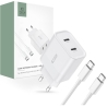 TECH-PROTECT C20W 2-PORT NETWORK CHARGER PD 20W + TYPE-C CABLE WHITE