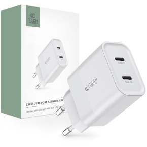 TECH-PROTECT C20W 2-PORT NETWORK CHARGER PD 20W WHITE