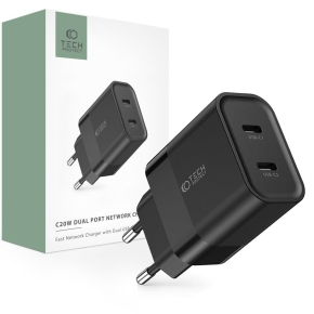 TECH-PROTECT C20W 2-PORT NETWORK CHARGER PD 20W BLACK