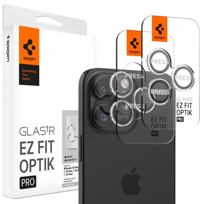 OSŁONA APARATU SPIGEN OPTIK.TR ”EZ FIT” CAMERA PROTECTOR 2-PACK IPHONE 14 PRO / PRO MAX / 15 PRO / PRO MAX CRYSTAL CLEAR