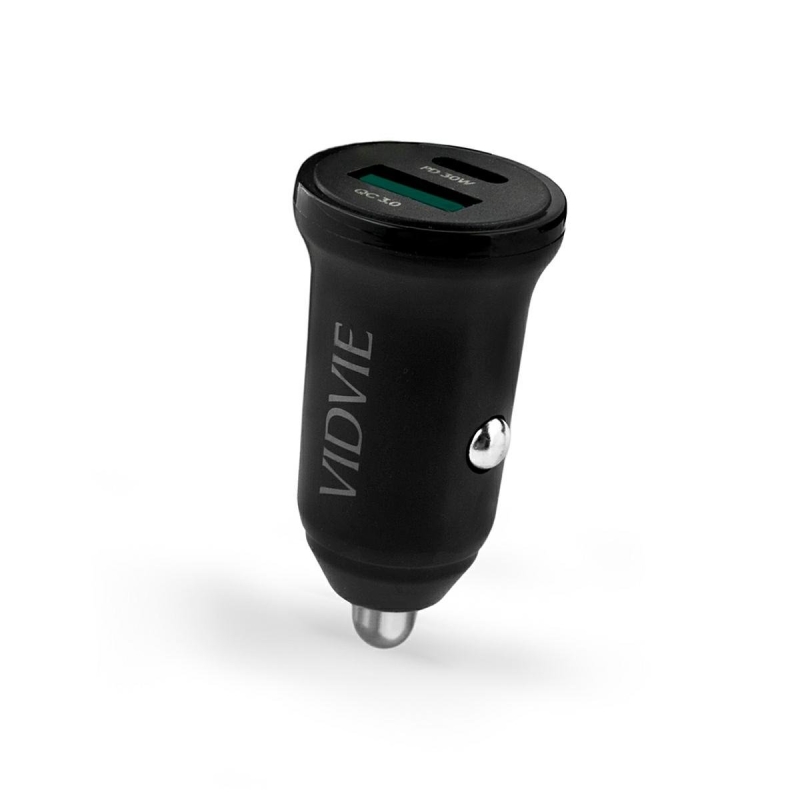 Car charger VIDVIE CC532 30W 1xUSB+1xType-C black