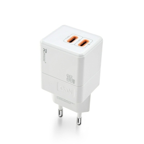 REVERSE U63 2xType C 35W Wall Charger, GaN, Power Delivery White