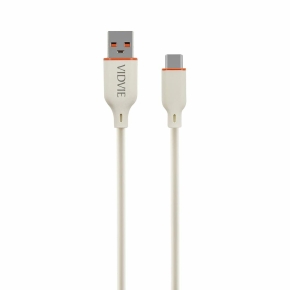 VIDVIE CB4028 USB/Type C 6A, 66W Cable, 1.2m Beige