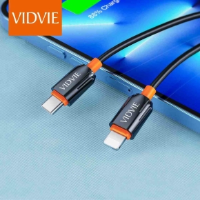 VIDVIE CB4018 Type C/iPhone 3A Cable, 1m Black