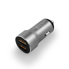 VIDVIE CC526 Car Charger 2xUSB + Type C Cable 2.4A Gray