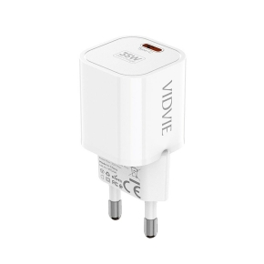 VIDVIE PLE254 Wall Charger 1xType C 3A 35W GaN compatible PD20W white