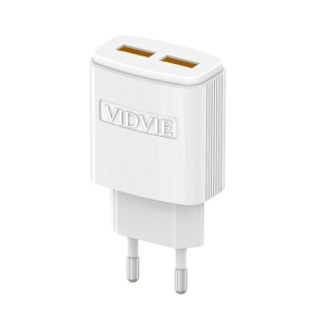 VIDVIE PLE245 2xUSB Wall Charger + iPhone Cable 2.4A White