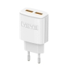 Travel charger VIDVIE PLE245 2.4A 2xUSB+cable USB/ iPhone white