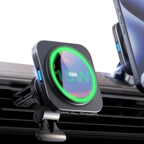 ESR HALOLOCK MAGNETIC MAGSAFE VENT CAR MOUNT WIRELESS CHARGER QI2 15W BLACK