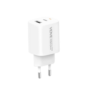 VIDVIE PLE248 Wall Charger 1xUSB + 1xType C + Type C cable 3A PD 20W white