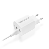 VIDVIE PLE248 Netzladegerät 1xUSB + 1xType C + iPhone Kabel 3A PD 20W weiß