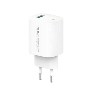 VIDVIE PLE249 1xUSB Wall Charger + Type C Cable 3A 18W QC 3.0 White