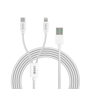 Cable VIDVIE CB471  USB/Type-C  + IPhone  2in1 5A 1.2m white