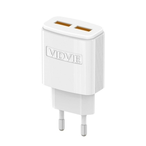 Travel charger VIDVIE PLE245 2.4A 2xUSB+cable USB/Type-C white