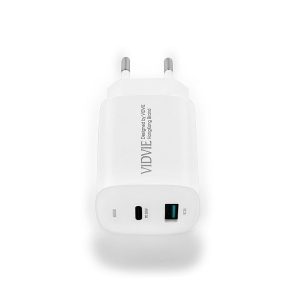 VIDVIE PLE248 Wall Charger 1xUSB + 1xType C 3A PD 20W White