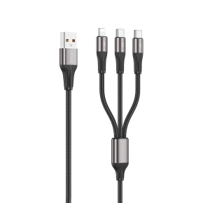 Kabel VIDVIE CB4039 USB/Type-C + Type-C + iPhone 3A, 1.2m schwarz