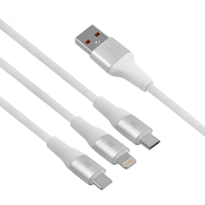Kabel VIDVIE CB4039 USB/Type-C + Type-C + iPhone 3A, 1.2m biały