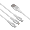 Kabel VIDVIE CB4039 USB/Type-C + Type-C + iPhone 3A, 1.2m biały