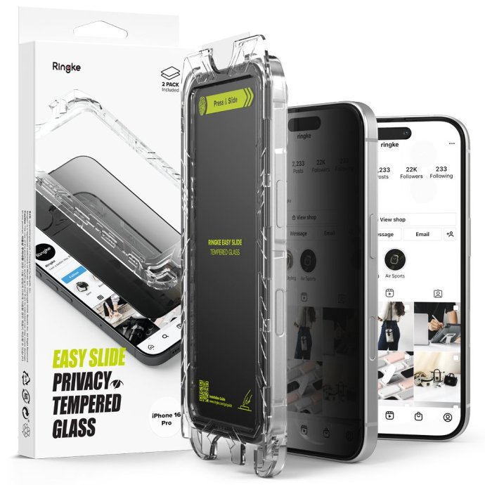 SZKŁO PRYWATYZUJĄCE RINGKE EASY SLIDE 2-PACK IPHONE 16 PRO PRIVACY