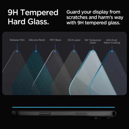 SZKŁO HARTOWANE SPIGEN GLAS.TR ”EZ FIT” 2-PACK IPHONE 16 PRO CLEAR