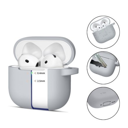 TECH-PROTECT SILICONE HOOK APPLE AIRPODS 4 CRAYON GREY