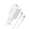 TECH-PROTECT NC45W-GAN 2-PORT NETWORK CHARGER PD 45W + TYPE-C CABLE WHITE