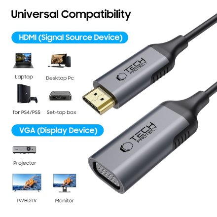 TECH-PROTECT ULTRABOOST ADAPTER HDMI TO VGA FULL HD 60HZ BLACK